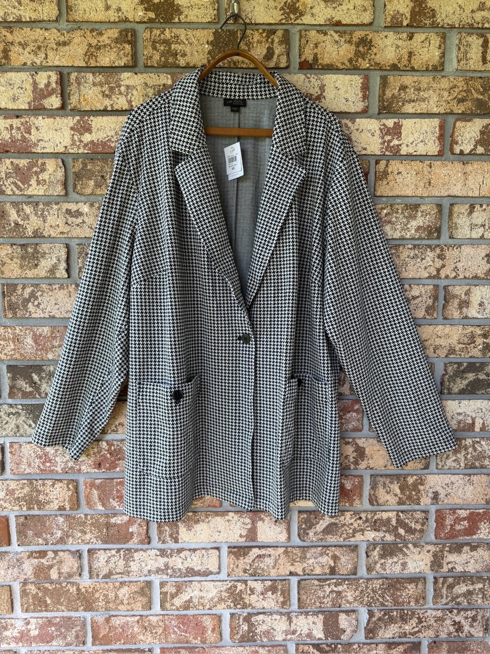 J.Jill Wearever NWT Jacquard Blazer Jacket Women’s Size 4X Black & White Beauty!